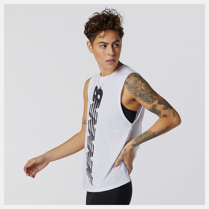 White Relentless Cinched Back Graphic Tank | New Balance Clothing