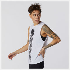 White Relentless Cinched Back Graphic Tank | New Balance Clothing