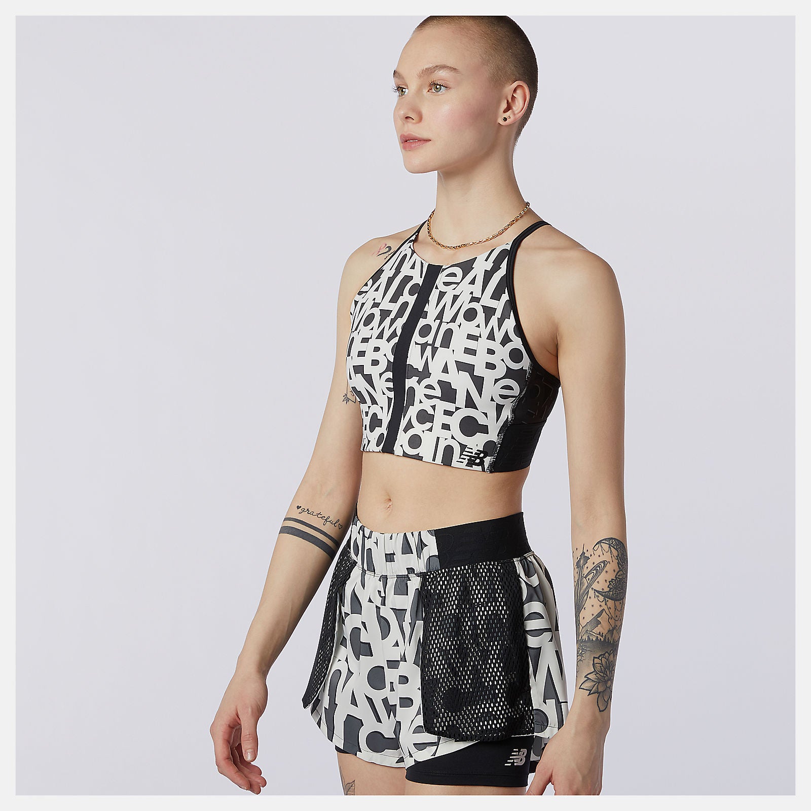 White Relentless Printed Crop Top | New Balance Clothing