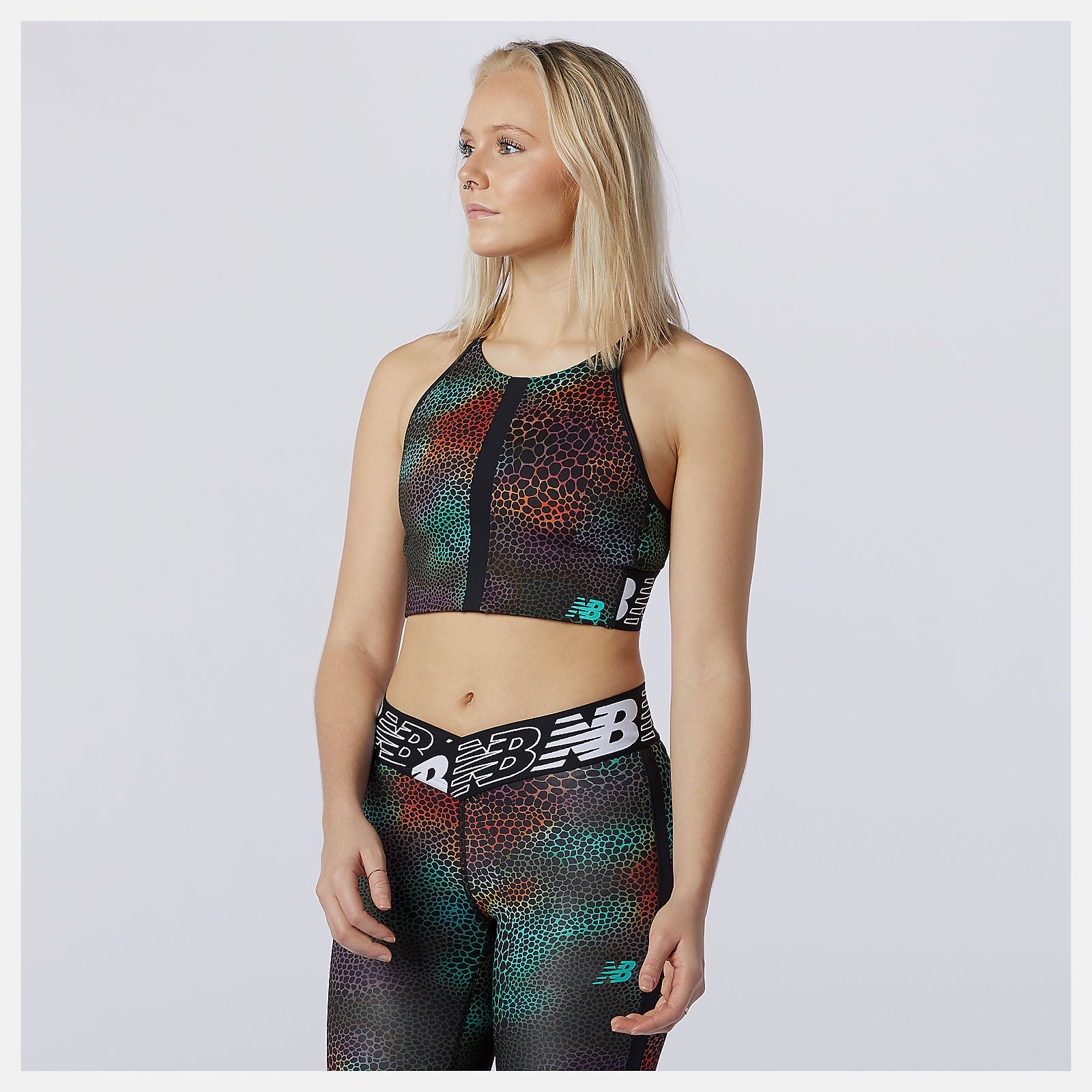 Black Print Relentless Printed Crop Top | New Balance Clothing