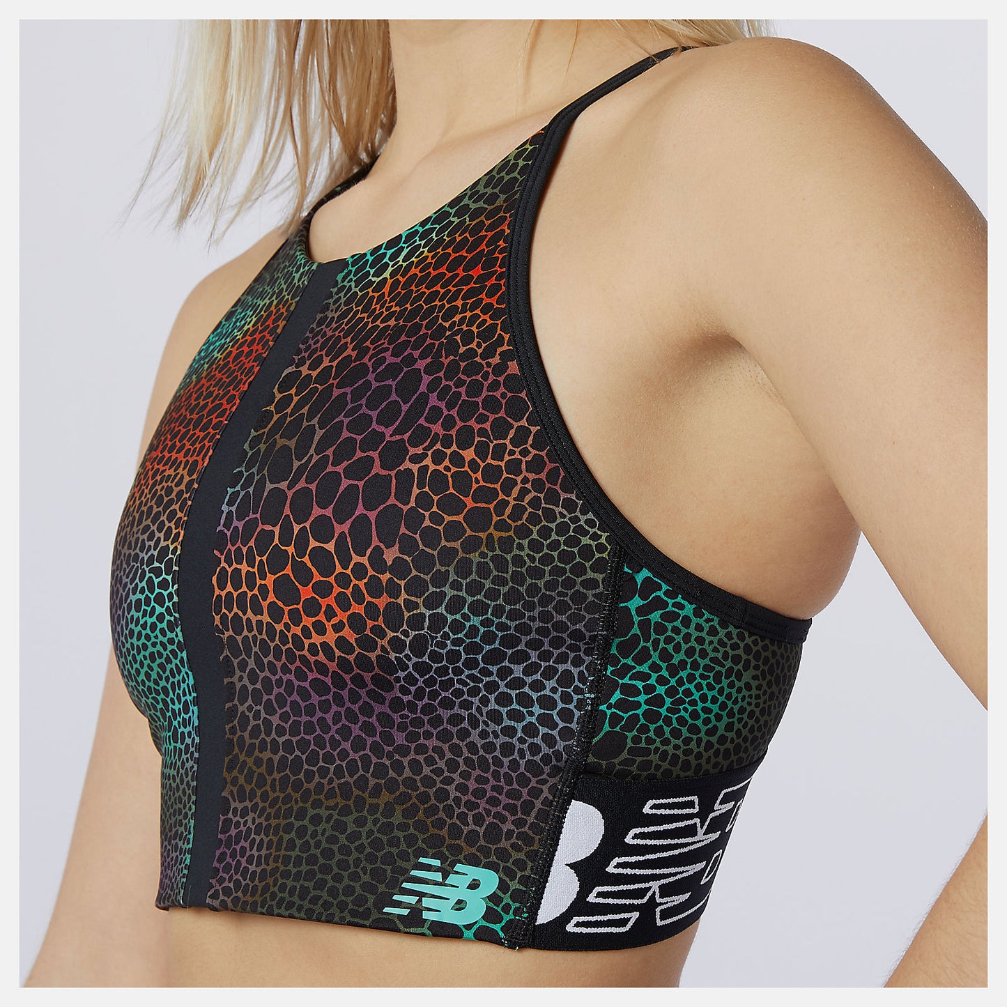 Black Print Relentless Printed Crop Top | New Balance Clothing