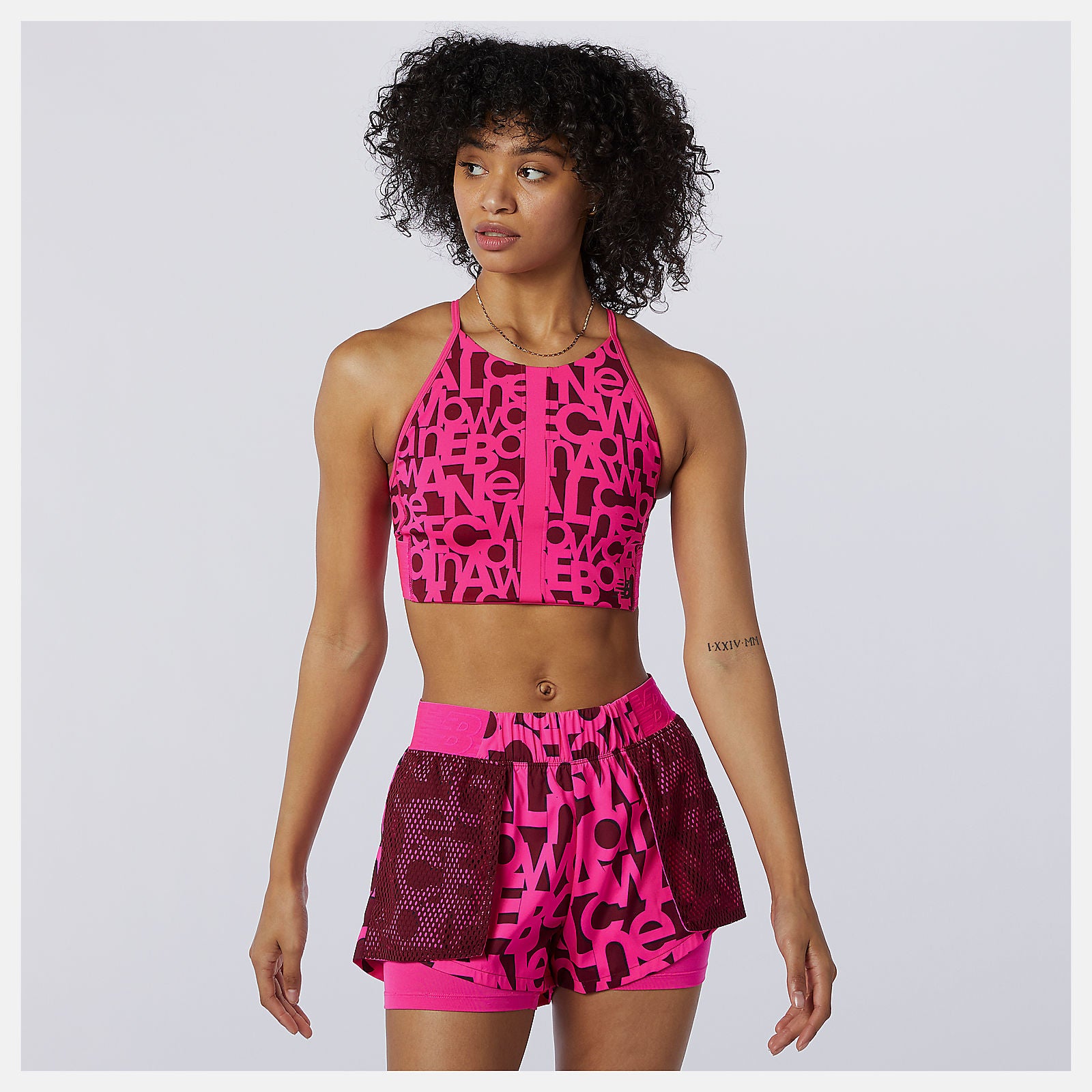 Pink Glo Relentless Printed Crop Top | New Balance Clothing