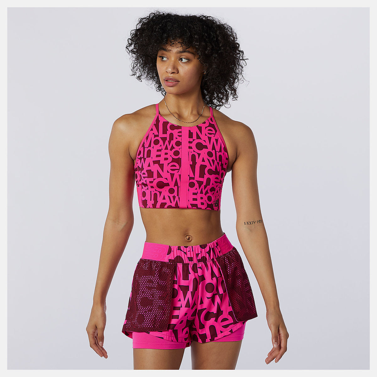 Pink Glo Relentless Printed Crop Top | New Balance Clothing