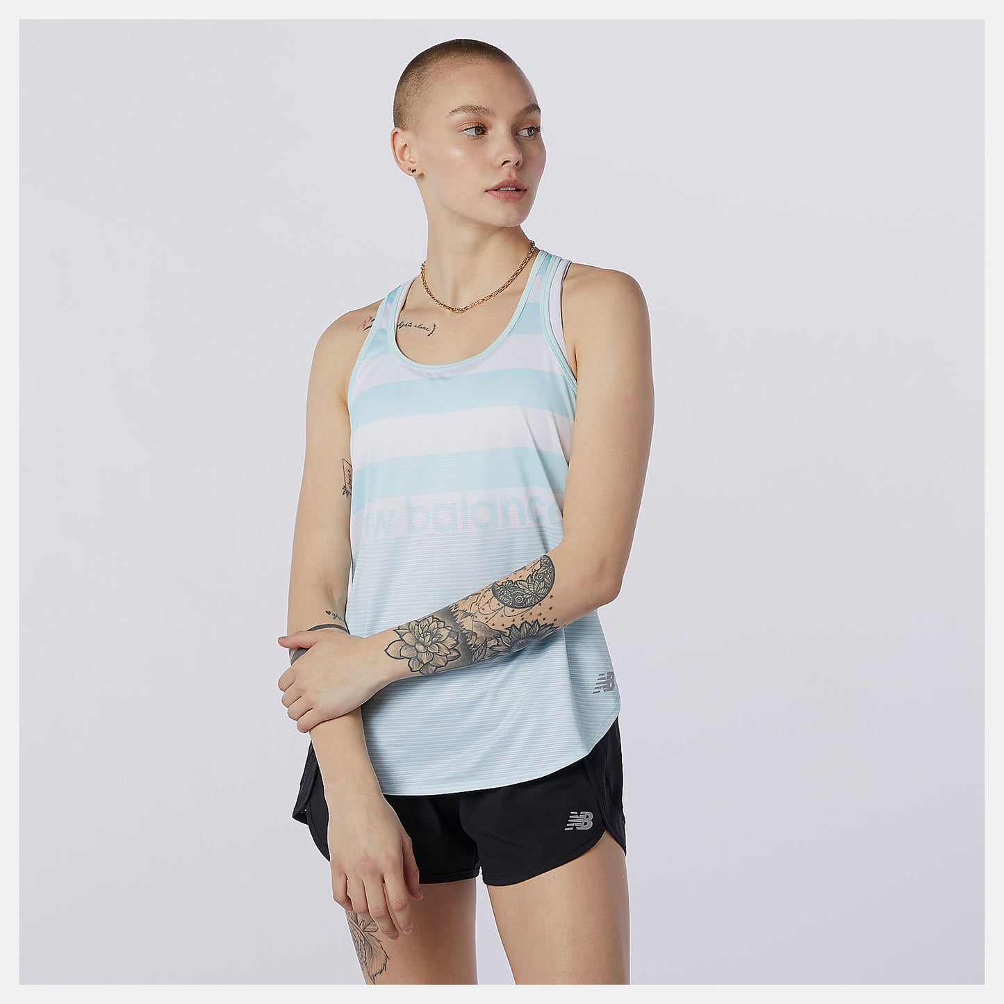 Pale Blue Printed Accelerate Tank | New Balance Clothing