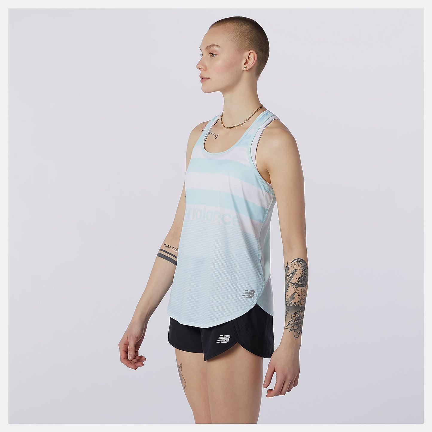 Pale Blue Printed Accelerate Tank | New Balance Clothing
