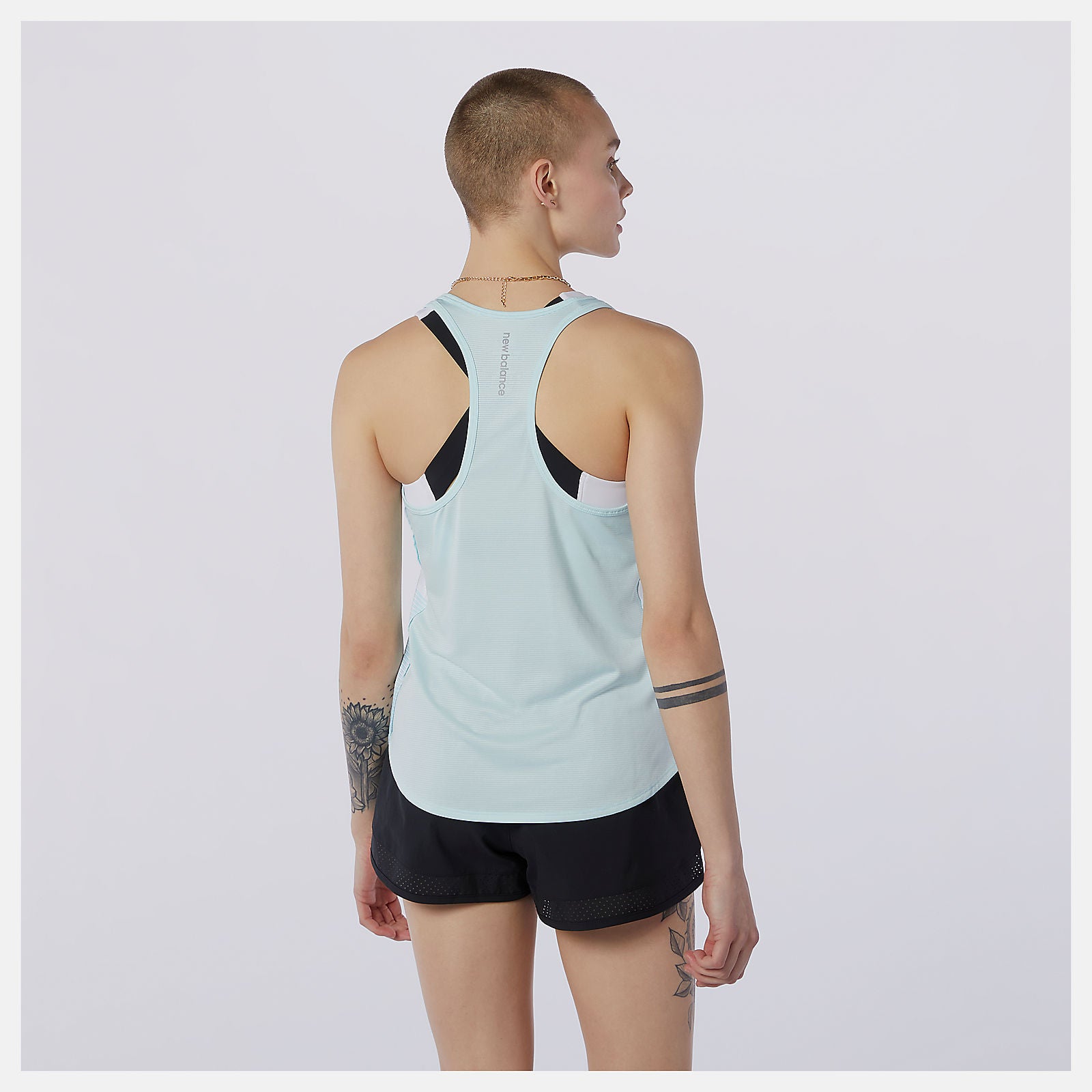 Pale Blue Printed Accelerate Tank | New Balance Clothing
