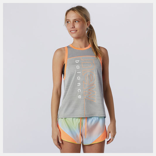 Athletic Grey Heather Printed Fast Flight Tank | New Balance Clothing