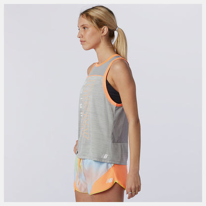 Athletic Grey Heather Printed Fast Flight Tank | New Balance Clothing