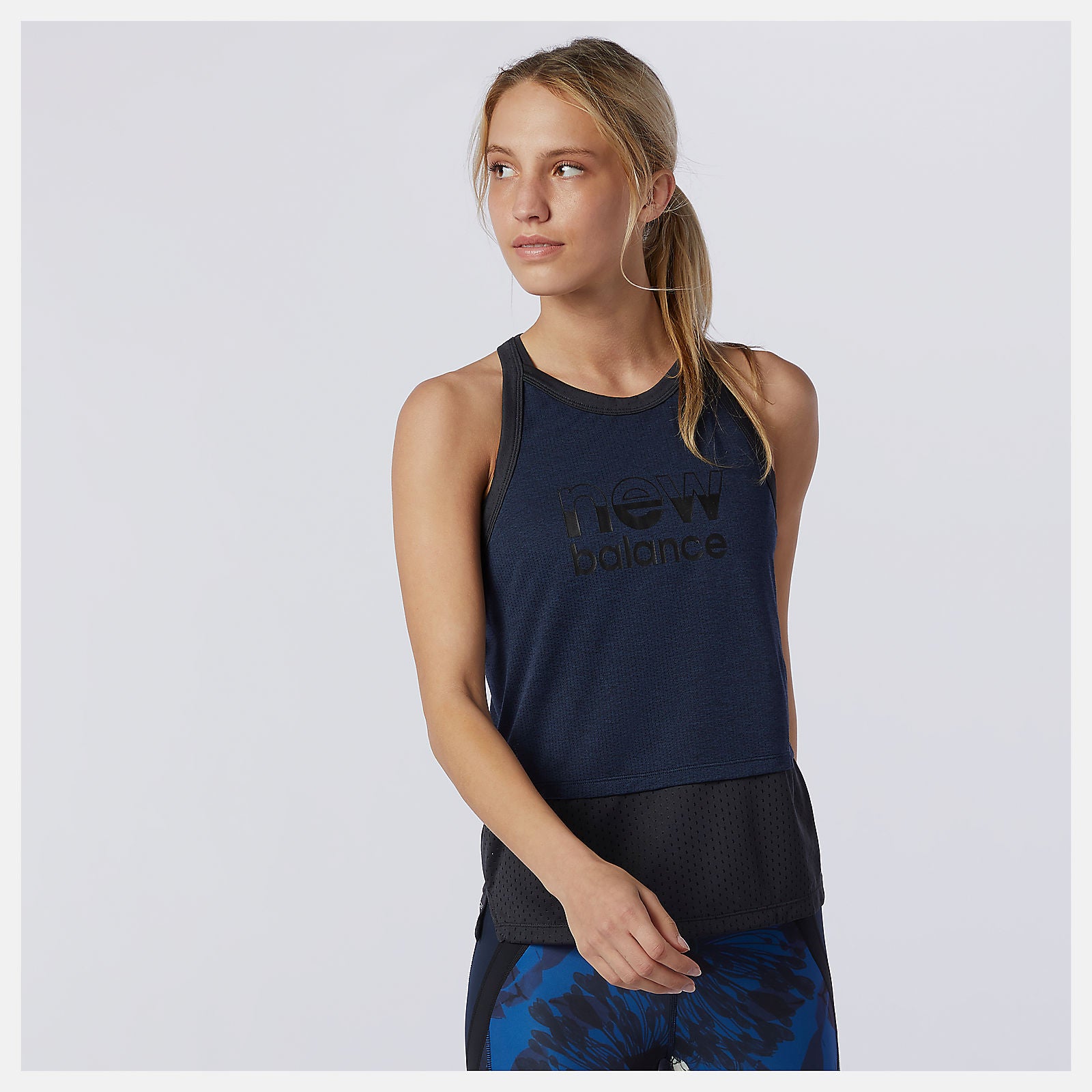 Eclipse Heather Printed Impact Run Hybrid Tank | New Balance Clothing