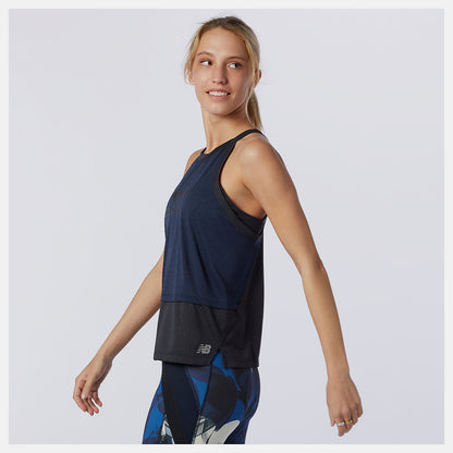 Eclipse Heather Printed Impact Run Hybrid Tank | New Balance Clothing