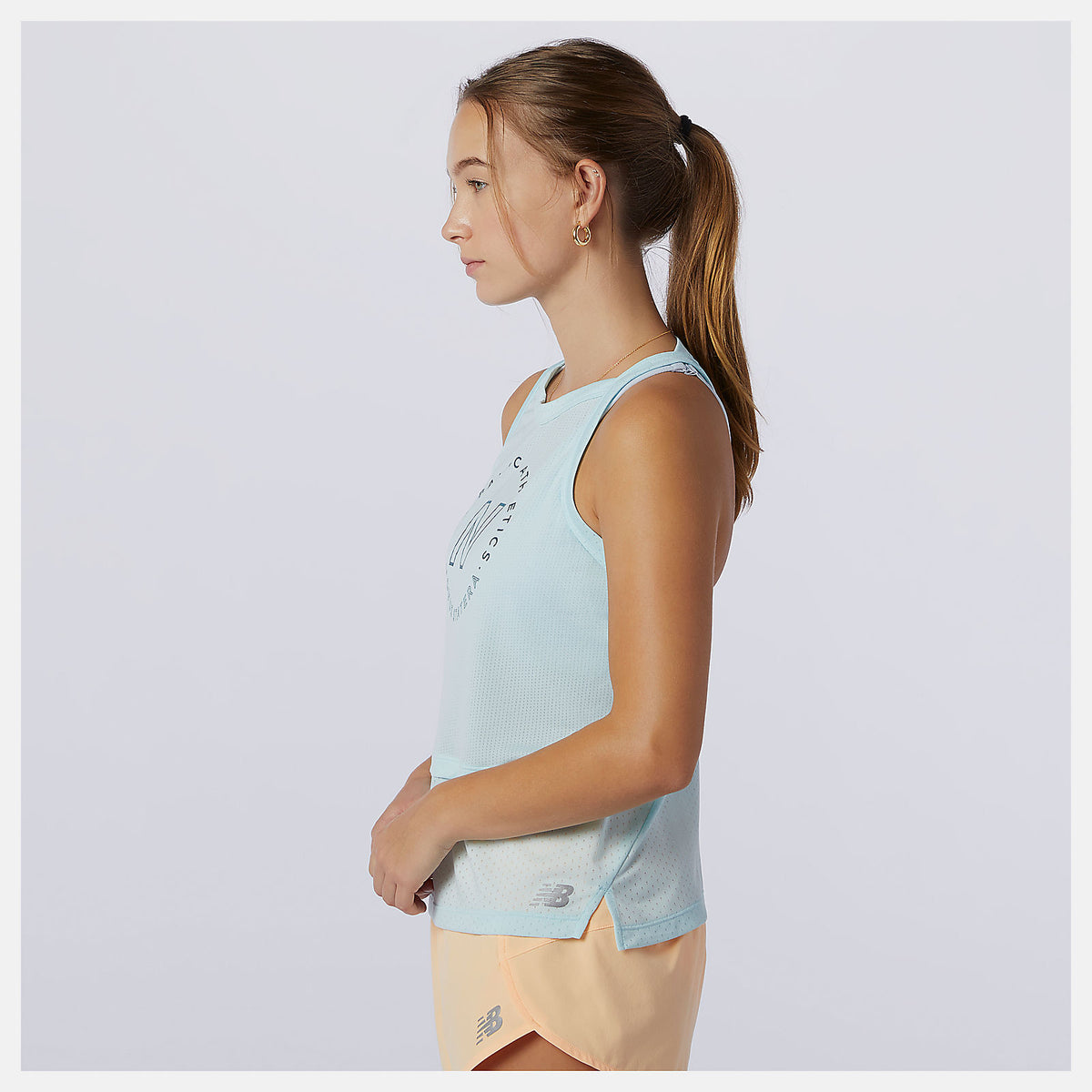 Pale Blue Printed Impact Run Hybrid Tank | New Balance Clothing