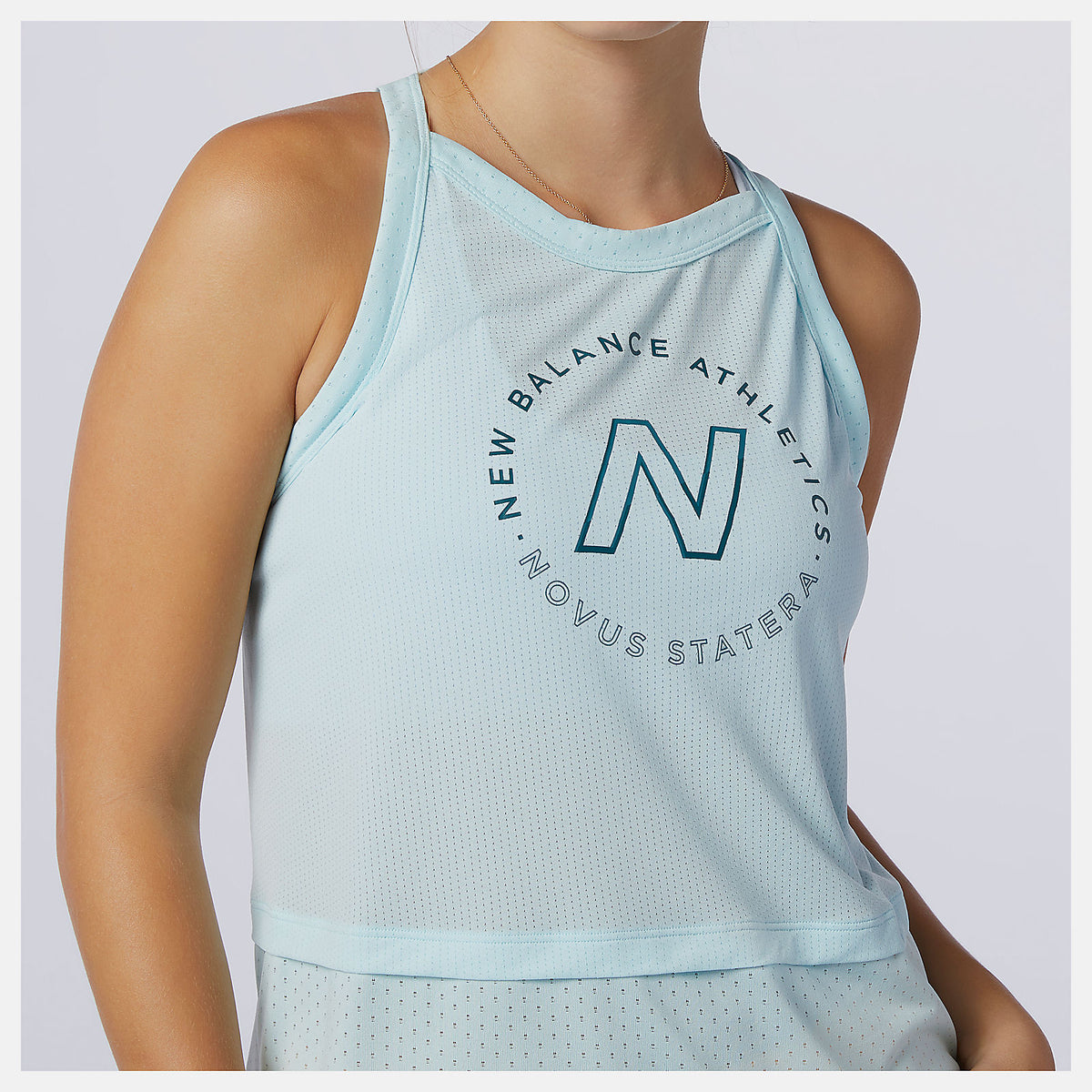 Pale Blue Printed Impact Run Hybrid Tank | New Balance Clothing