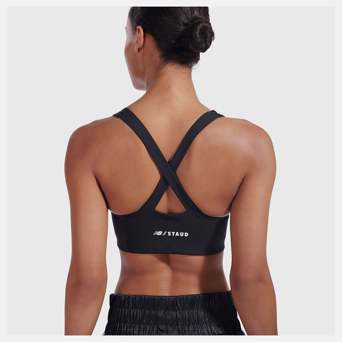 Black NB x Staud Crop Bra | New Balance Clothing