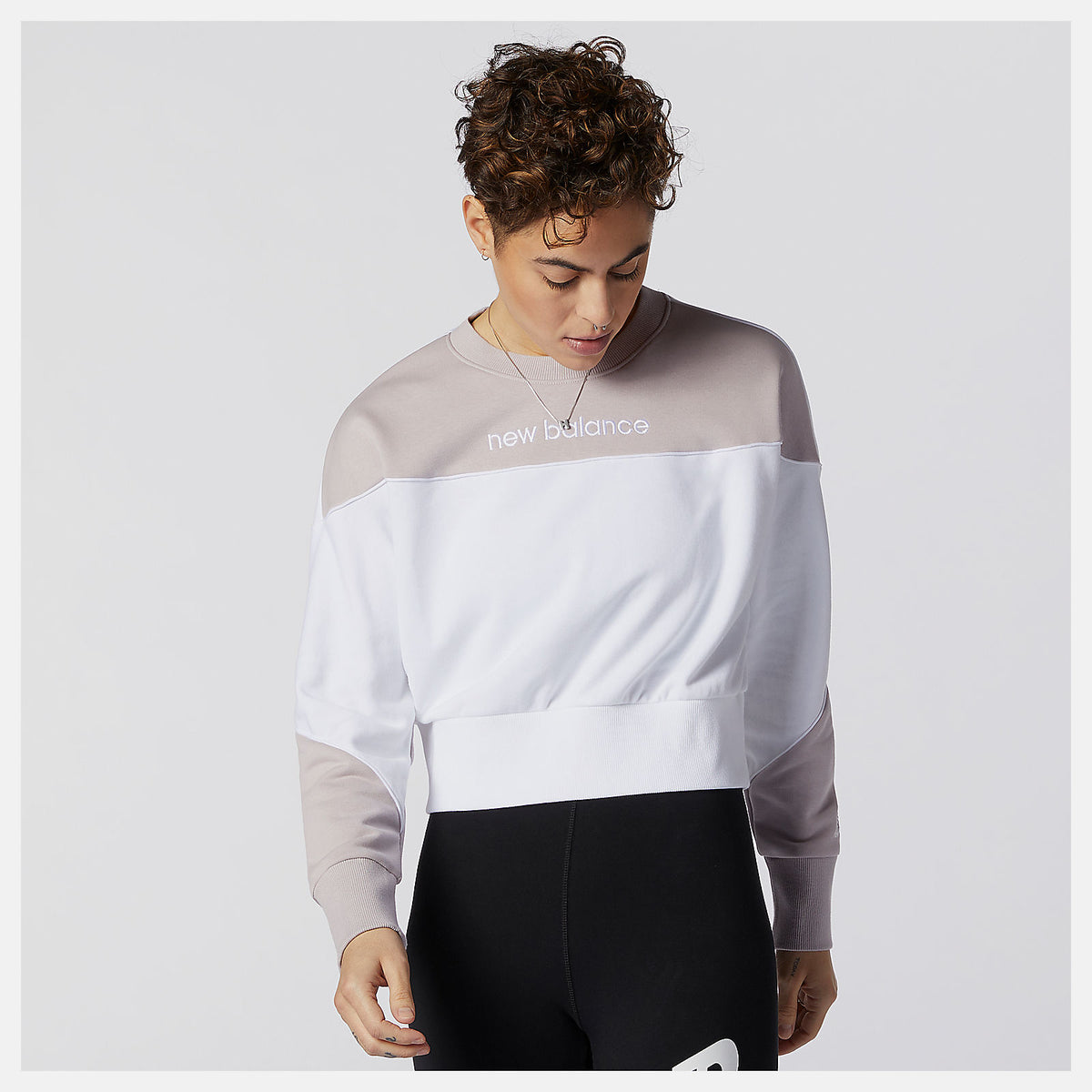 White Multi NB Athletics Crew Fleece | New Balance Clothing