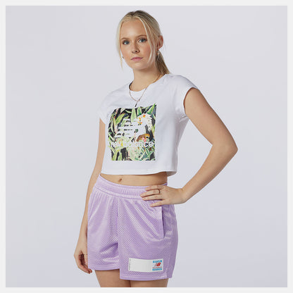 White NB Essentials Botanical Tee | New Balance Clothing