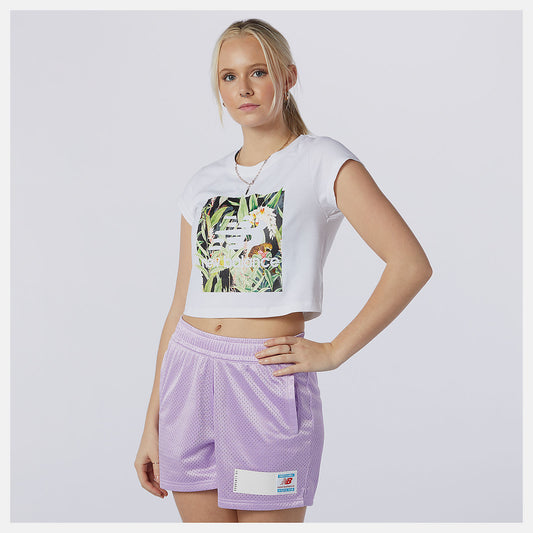 White NB Essentials Botanical Tee | New Balance Clothing