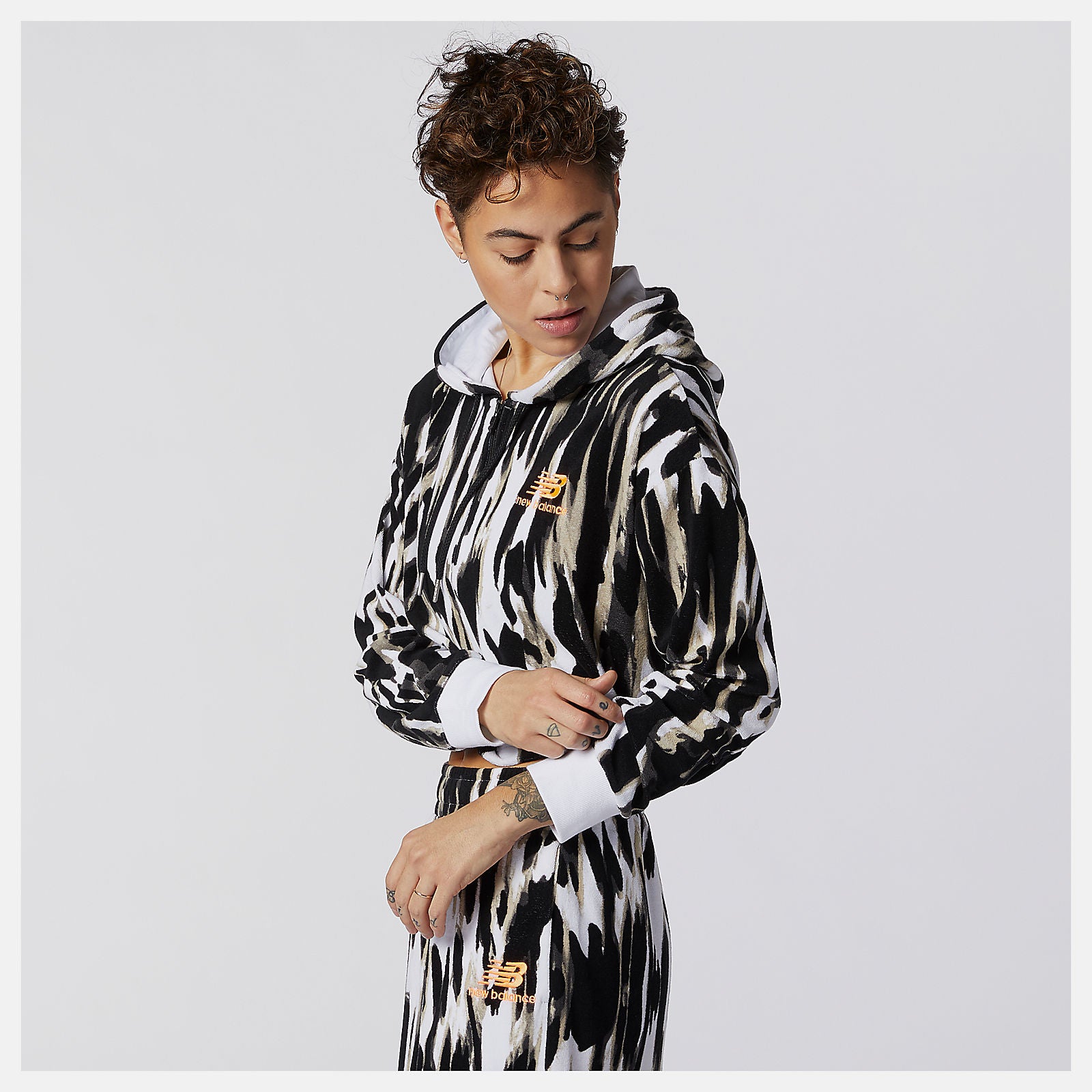 White Print NB Athletics Collide Printed Terry Hoodie | New Balance Clothing