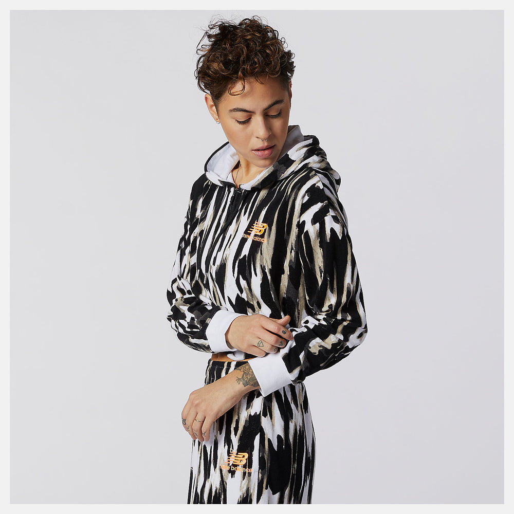 White Print NB Athletics Collide Printed Terry Hoodie | New Balance Clothing