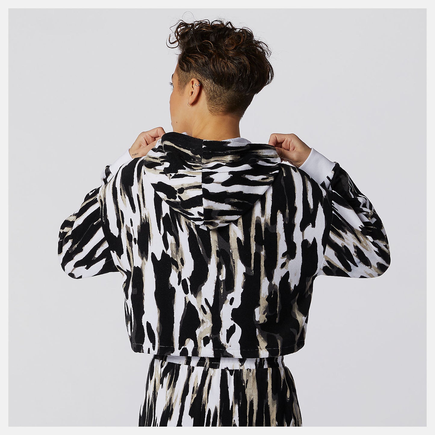 White Print NB Athletics Collide Printed Terry Hoodie | New Balance Clothing
