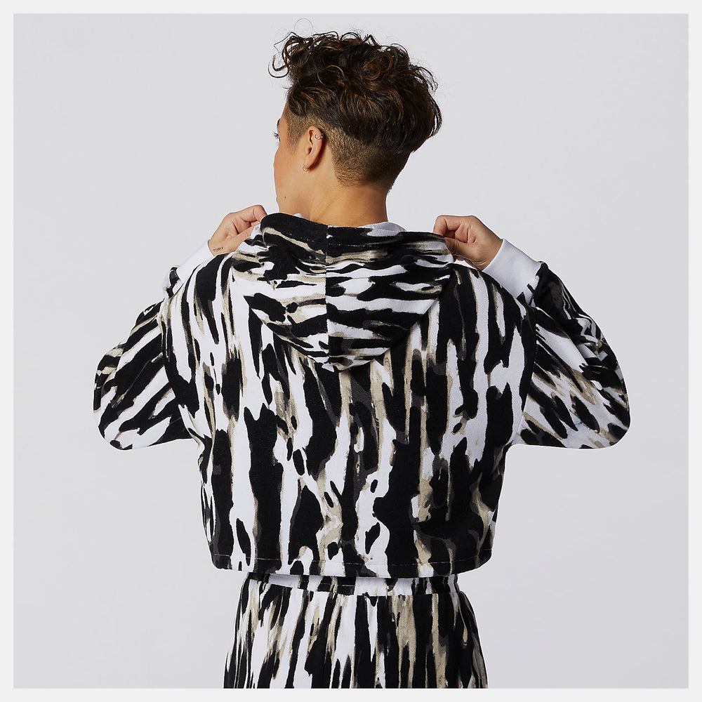 White Print NB Athletics Collide Printed Terry Hoodie | New Balance Clothing