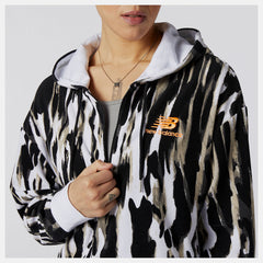 White Print NB Athletics Collide Printed Terry Hoodie | New Balance Clothing