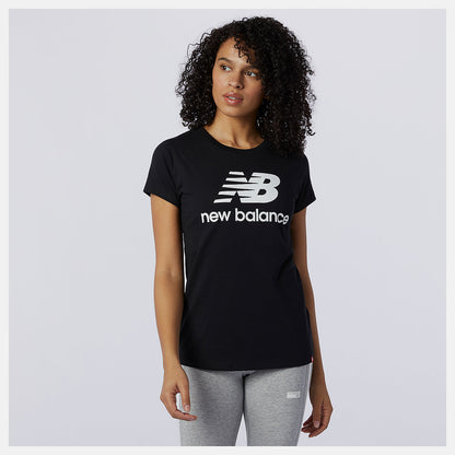 Black Essentials Stacked Logo Tee | New Balance Clothing