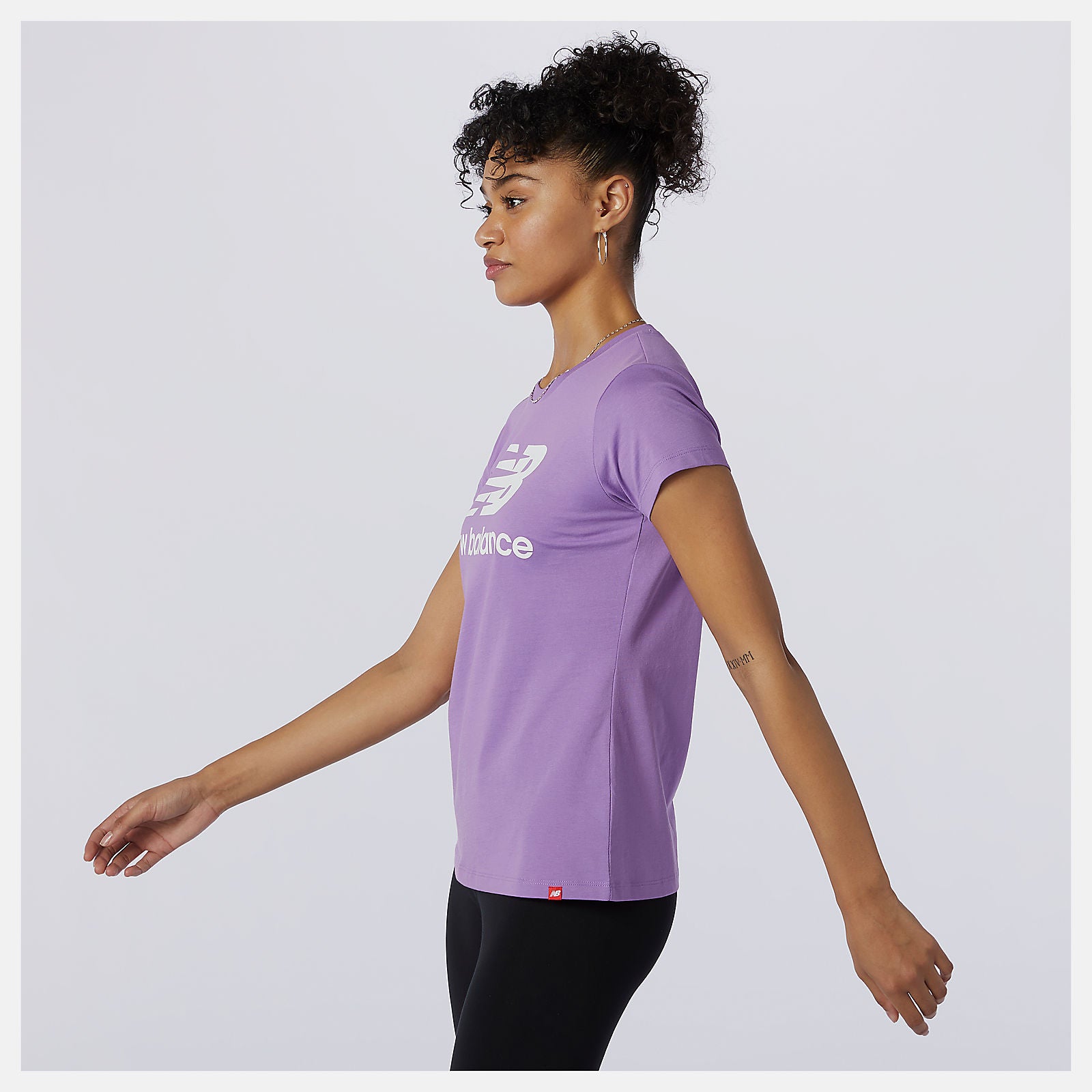 Heliotrope Essentials Stacked Logo Tee | New Balance Clothing