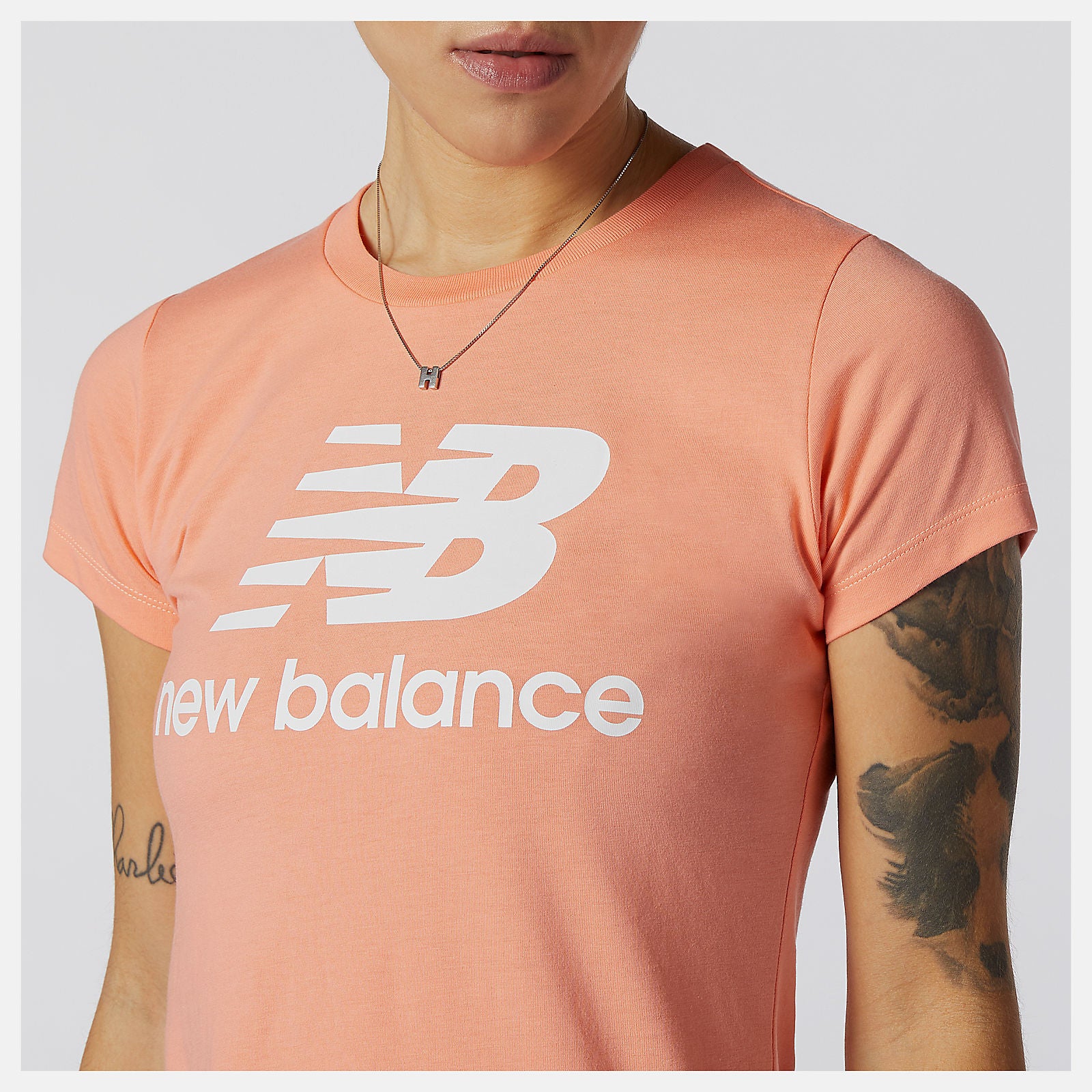 Paradise Pink Essentials Stacked Logo Tee | New Balance Clothing
