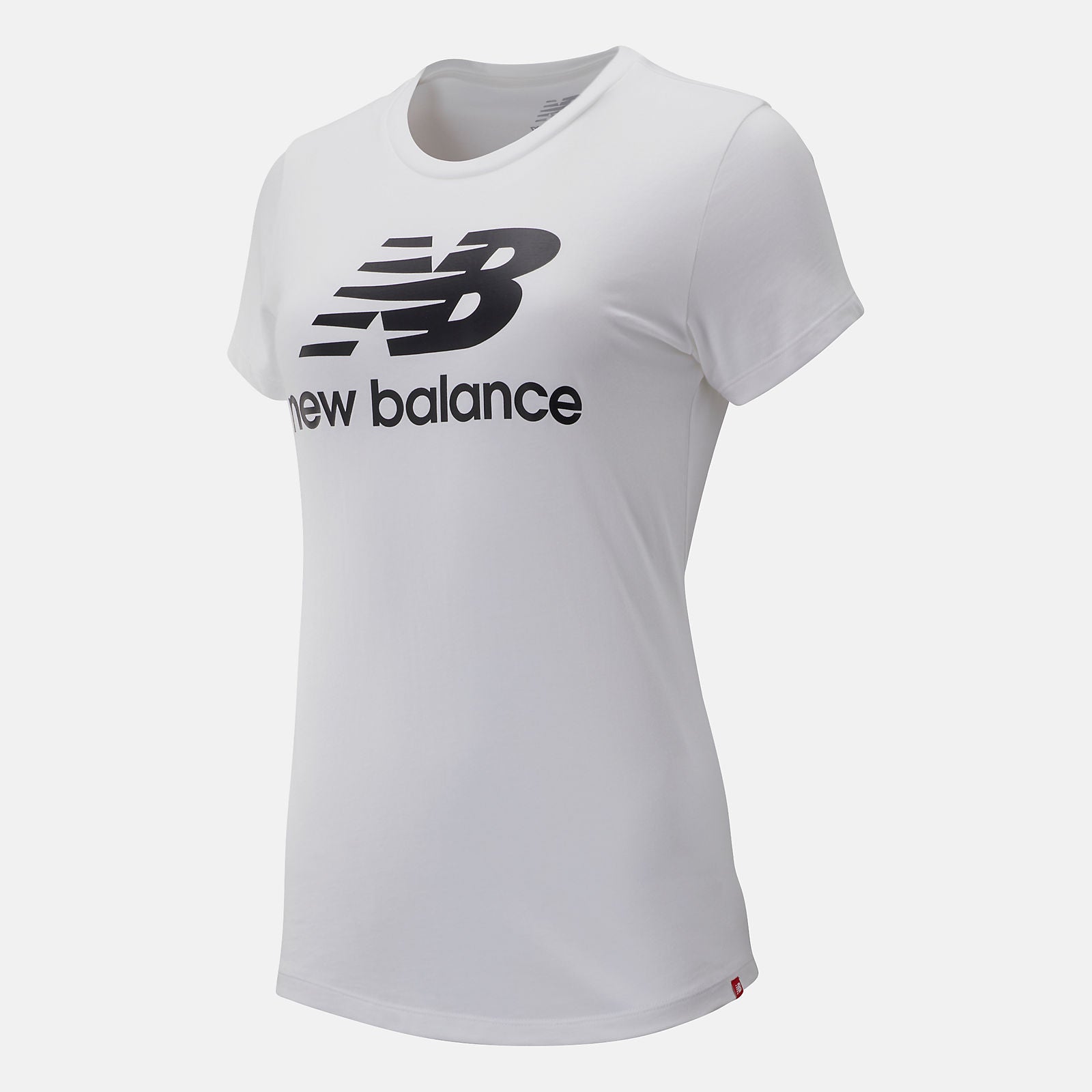White/Black Essentials Stacked Logo Tee | New Balance Clothing