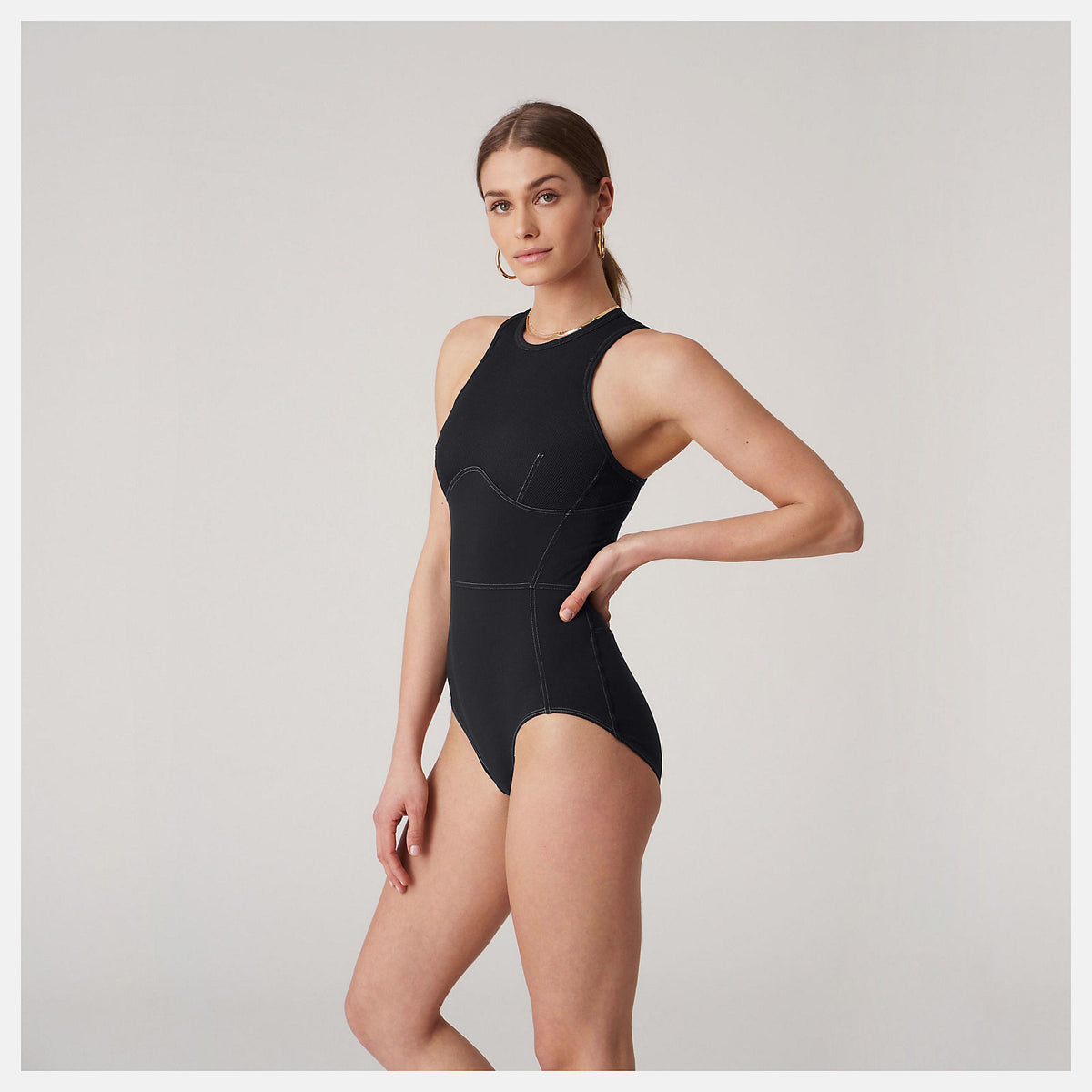 Black Bandier Brief Bodysuit | New Balance Clothing